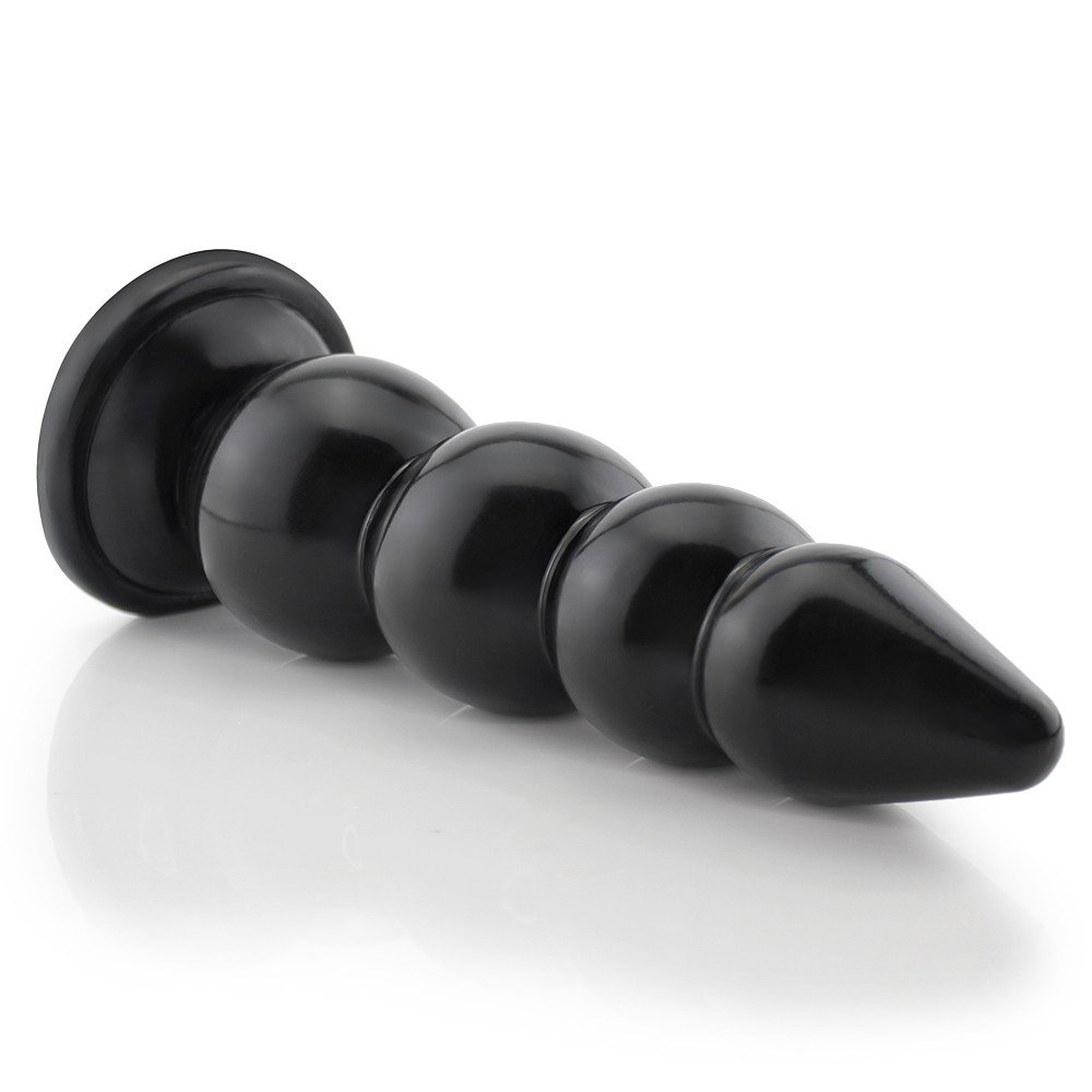 Plug Anal GRADUADO GG em PVC Flex�vel Macio, Esferas Progressivas e Base Firme 30 x 8,3cm Preto | Foto 04