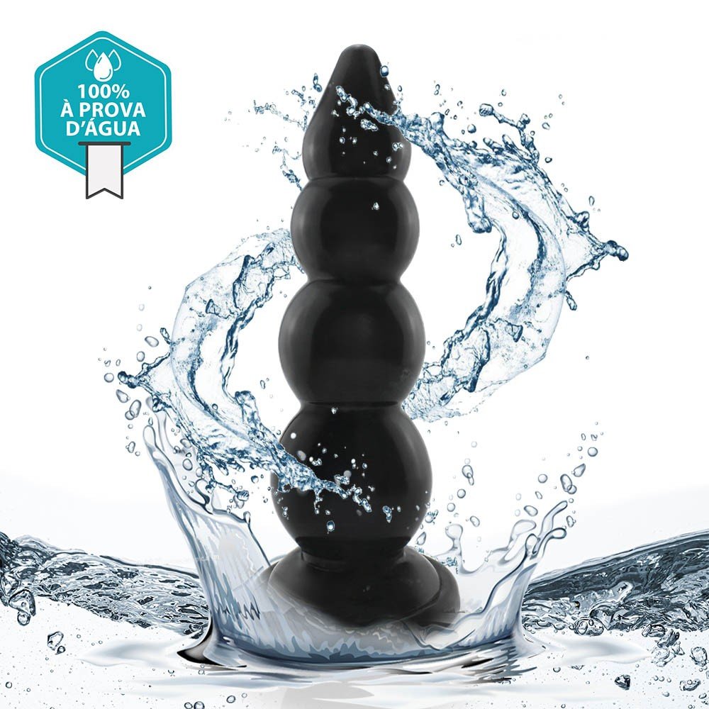 Plug Anal GRADUADO GG em PVC Flex�vel Macio, Esferas Progressivas e Base Firme 30 x 8,3cm Preto | Foto 05