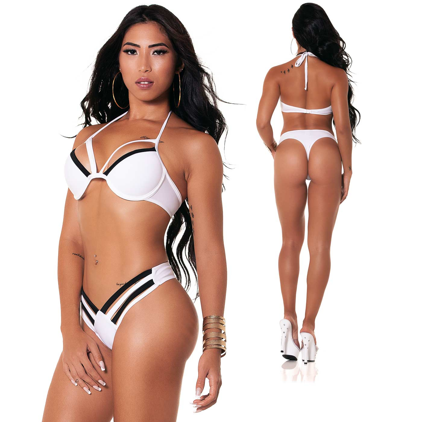 Biquini Meia Ta�a Strappy Branco | Foto 03