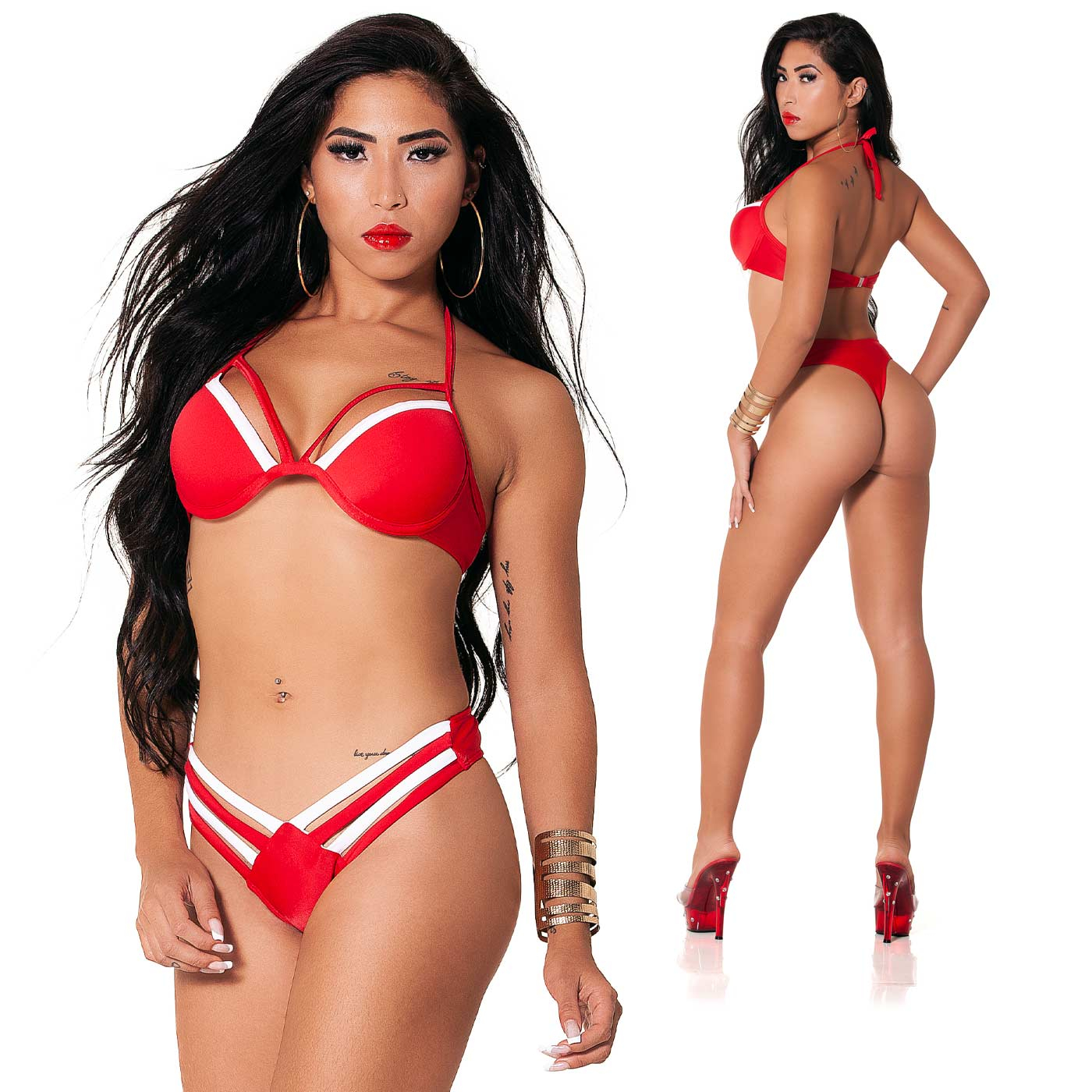 Biquini Meia Taça Strappy Vermelho | Foto 03 Biquini Meia Taça Strappy Vermelho | Foto 03