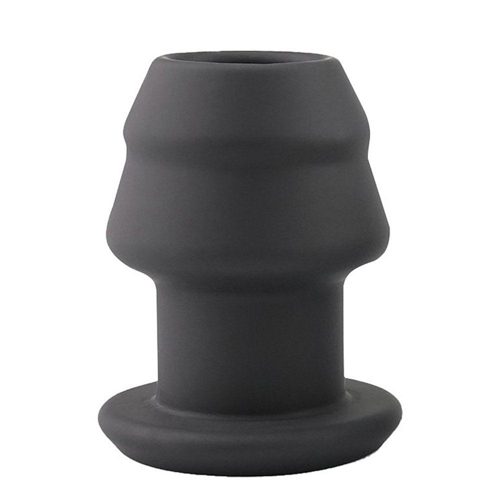 Plug Anal Oco com Abertura para Inser��es - Silicone Macio 9,8 x 7cm Preto | Foto 03