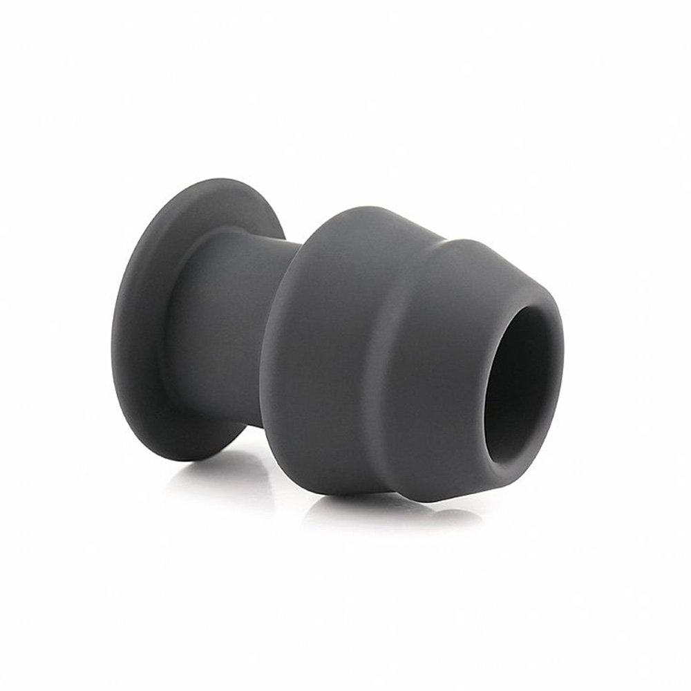 Plug Anal Oco com Abertura para Inser��es - Silicone Macio 9,8 x 7cm Preto | Foto 04