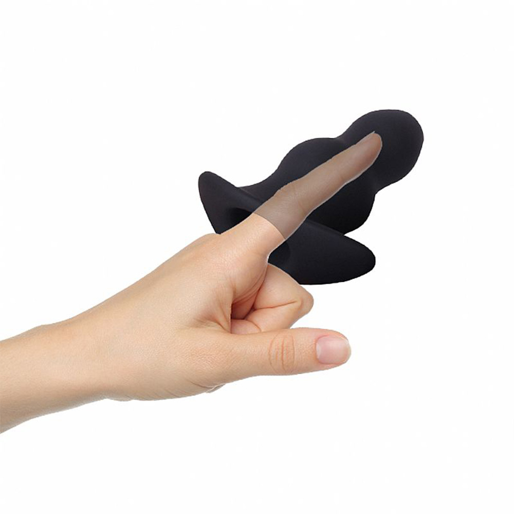 Plug Anal Graduado Oco com Abertura para Inser��es - Silicone Macio 9,7 x 4,6cm Preto | Foto 03