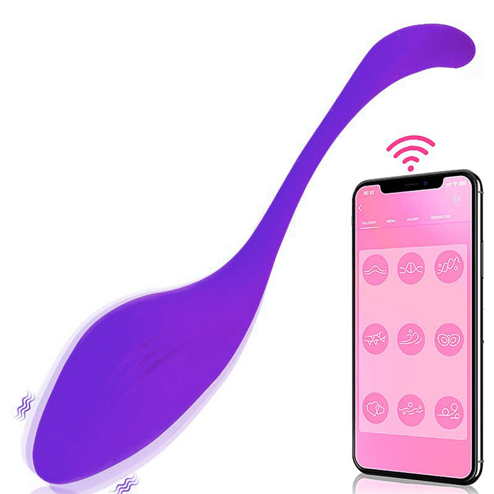 Vibrador em formato U para Casal Recarreg�vel Roxo em silicone, com controle via aplicativo em smartphone.