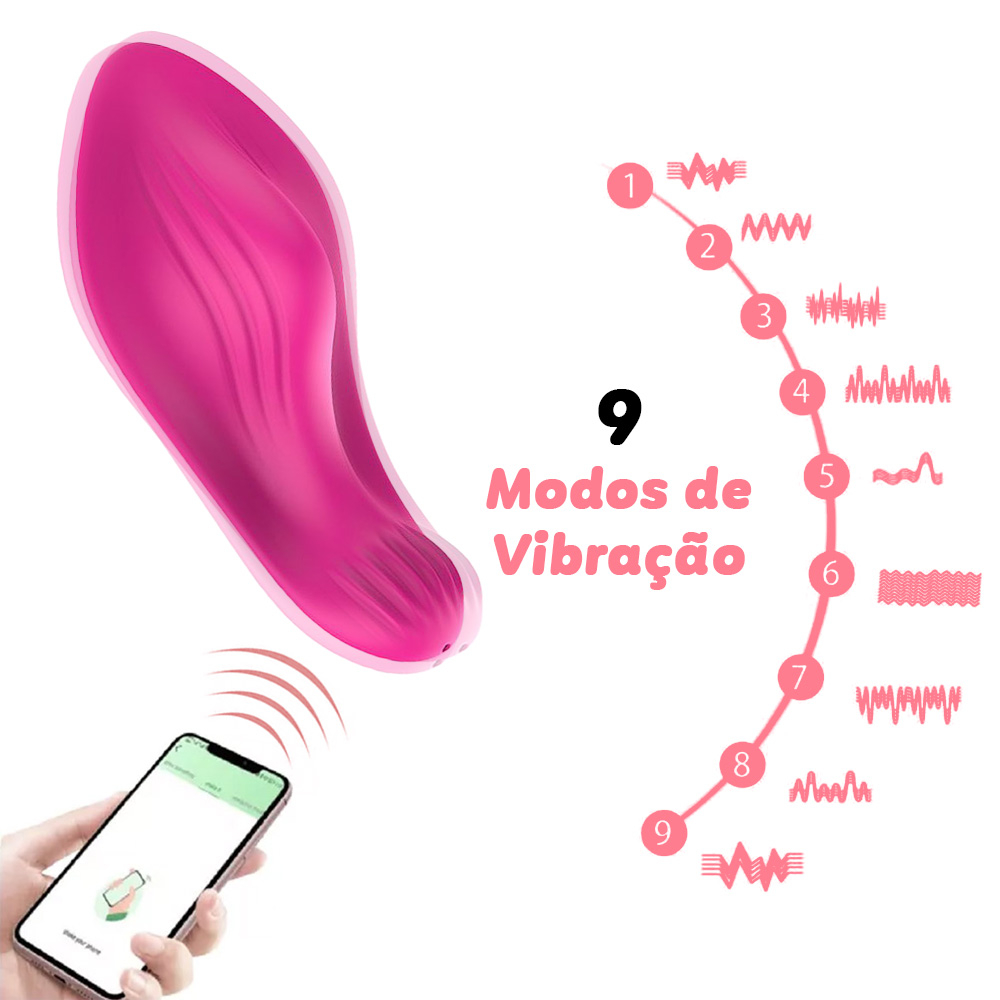 Calcinha Vibrat�ria Recarreg�vel em Silicone com 9 Vibra��es e Controle por APP Pink | Foto 02