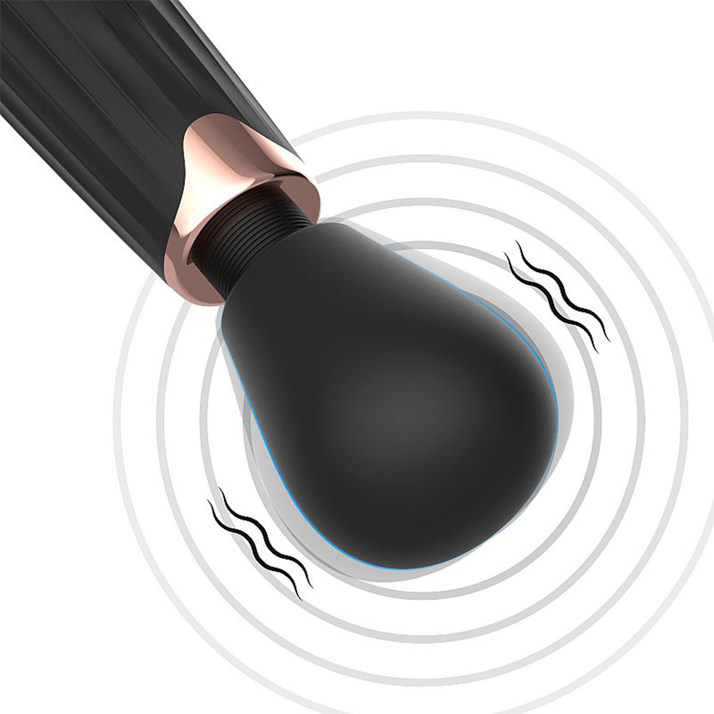 Detalhe da cabe�a do Massageador Varinha M�gica, evidenciando o silicone macio e flex�vel, com ondula��es vibrat�rias