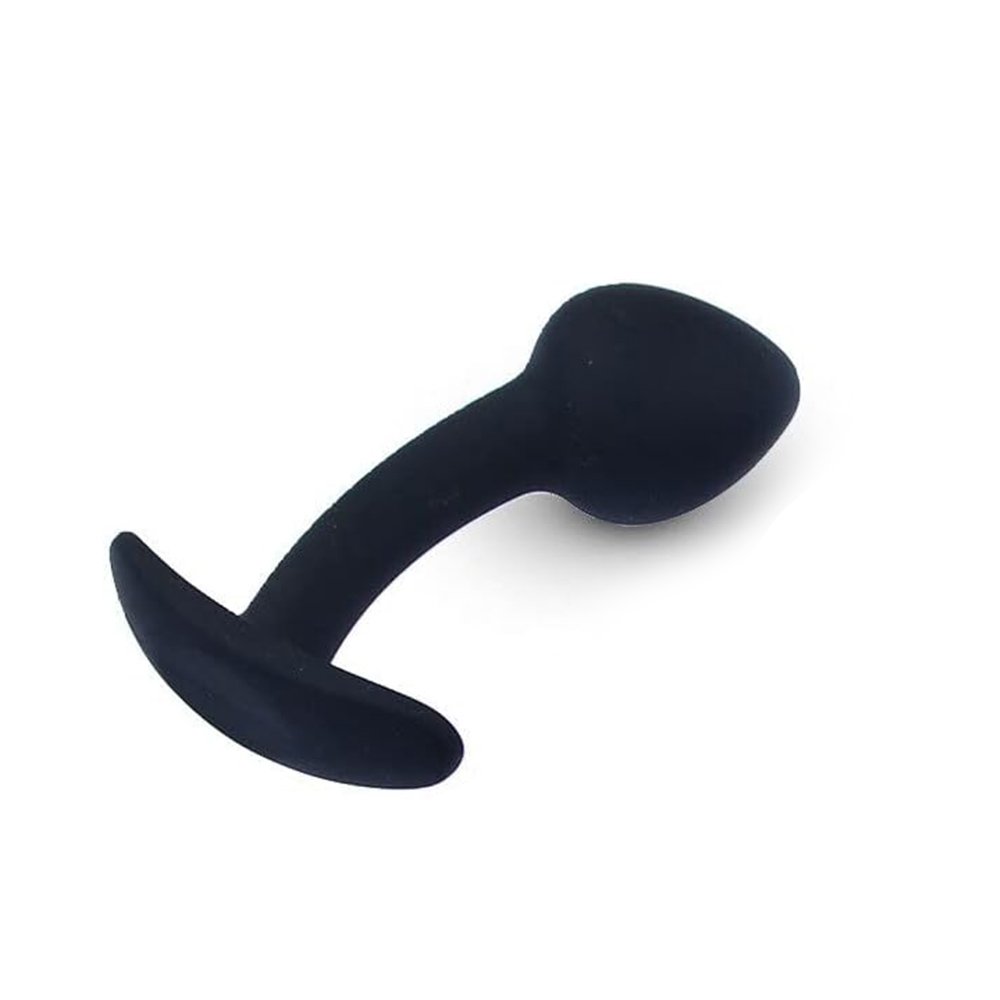 Plug Anal Curvado em Silicone Aveludado com Base de Seguran�a 9,7 x 3,4cm Preto | Foto 05