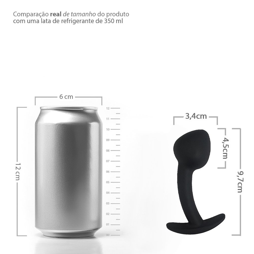 Plug Anal Curvado em Silicone Aveludado com Base de Seguran�a 9,7 x 3,4cm Preto | Foto 06