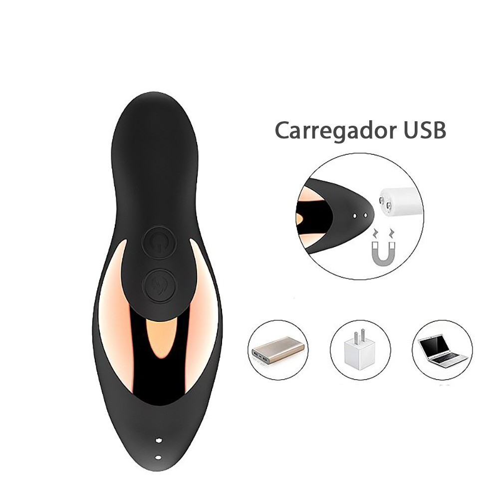 Estimulador de Próstata Recarregável em Silicone com 7 Vibrações e Controle sem Fio Preto | Foto 04