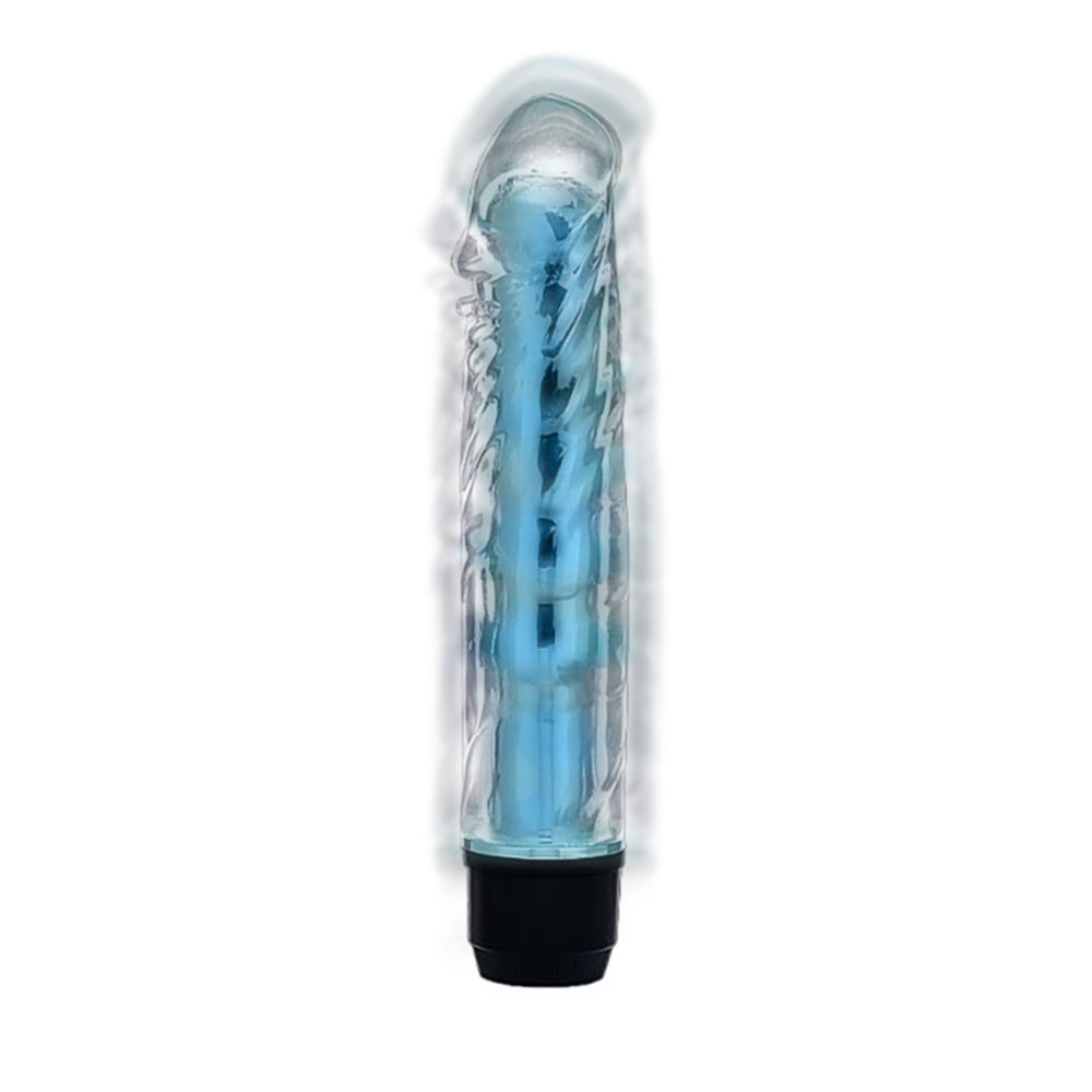 Vibrador Personal Multivelocidade com Capa Formato de P�nis em Silicone Jenny Azul frontal