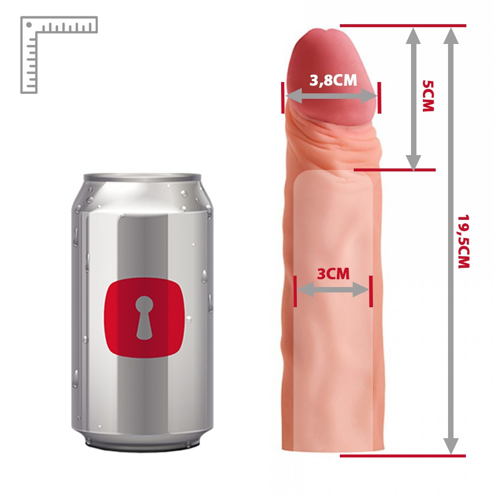 Capa Peniana sem Vibrador em Cyberskin 19 x 3,8 Pleasure X-Tender Series Bege | Foto 06