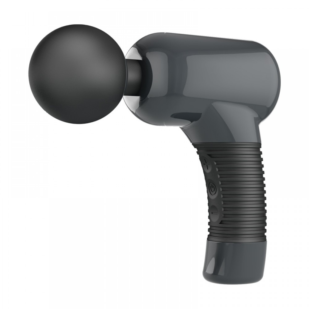 Massageador Er�tico Recarreg�vel em Silicone com 7 Vibra��es Super Power Preto | Vista lateral do massageador er�tico preto, evidenciando o cabo texturizado para melhor pegada e os bot�es de controle.