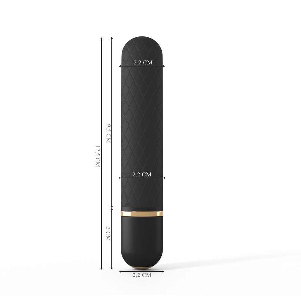 Vibrador Bullet Recarreg�vel em Silicone com 10 Vibra��es Intense Preto, destacando a elegancia e o design moderno do acessorio.