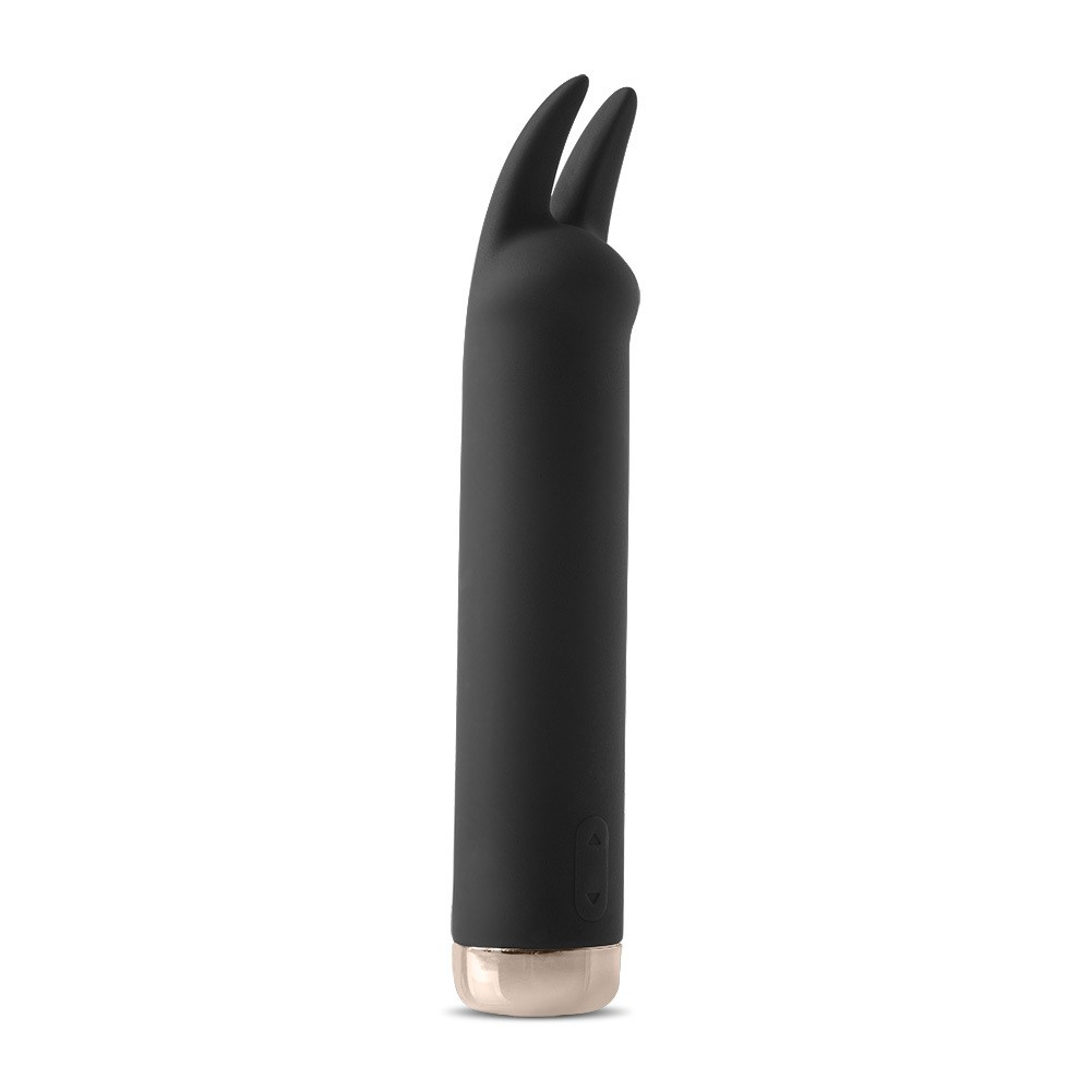 Vibrador Bullet Recarreg�vel em Silicone com 10 Vibra��es Funny Preto, vista lateral em outro �ngulo