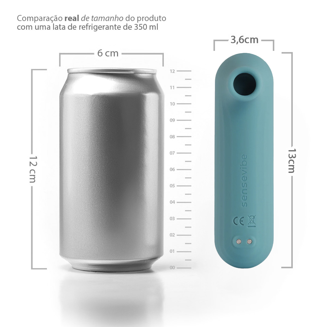 Detalhe do bico de estimula��o do Vibrador Sensevibe Digital Suck Cyan, em silicone.
