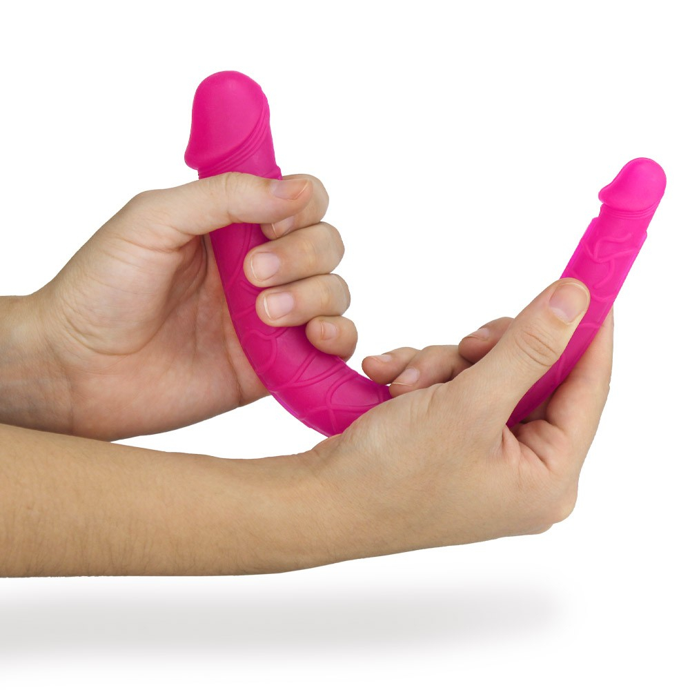 Imagem do P�nis Duas Pontas em Jelly Havaiano Ferradura Pink de frente, enfatizando as duas extremidades anat�micamente detalhadas.