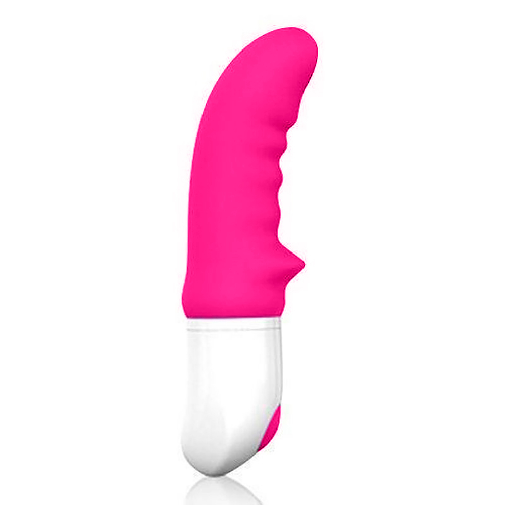 Vibrador Ponto G Sparta Pink, vista lateral mostrando a curvatura ergon�mica em silicone