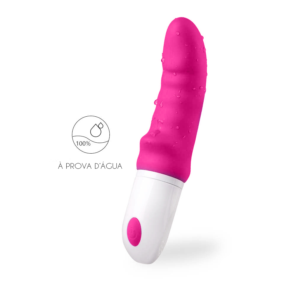 Vibrador Ponto G Sparta Pink em fundo neutro, destacando a textura do silicone