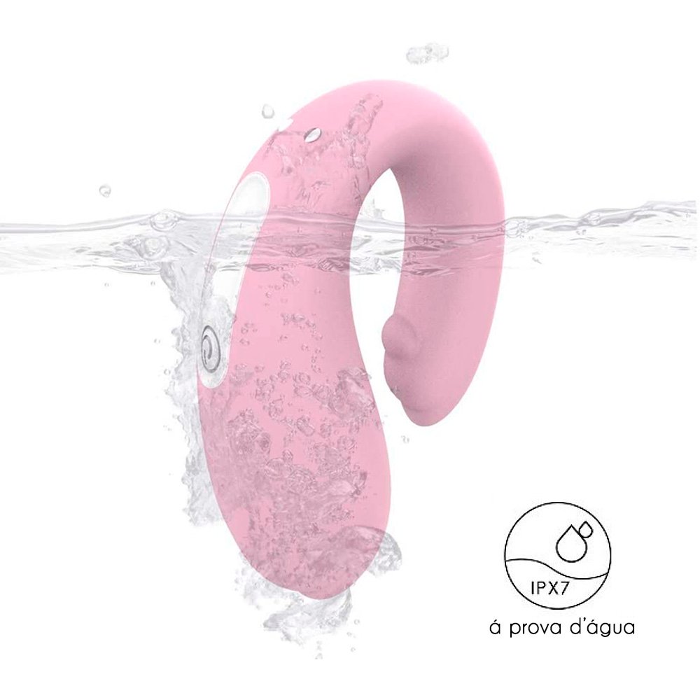 Vibrador para Casal Golfinho Recarreg�vel Winter em Silicone Rosa, em embalagem