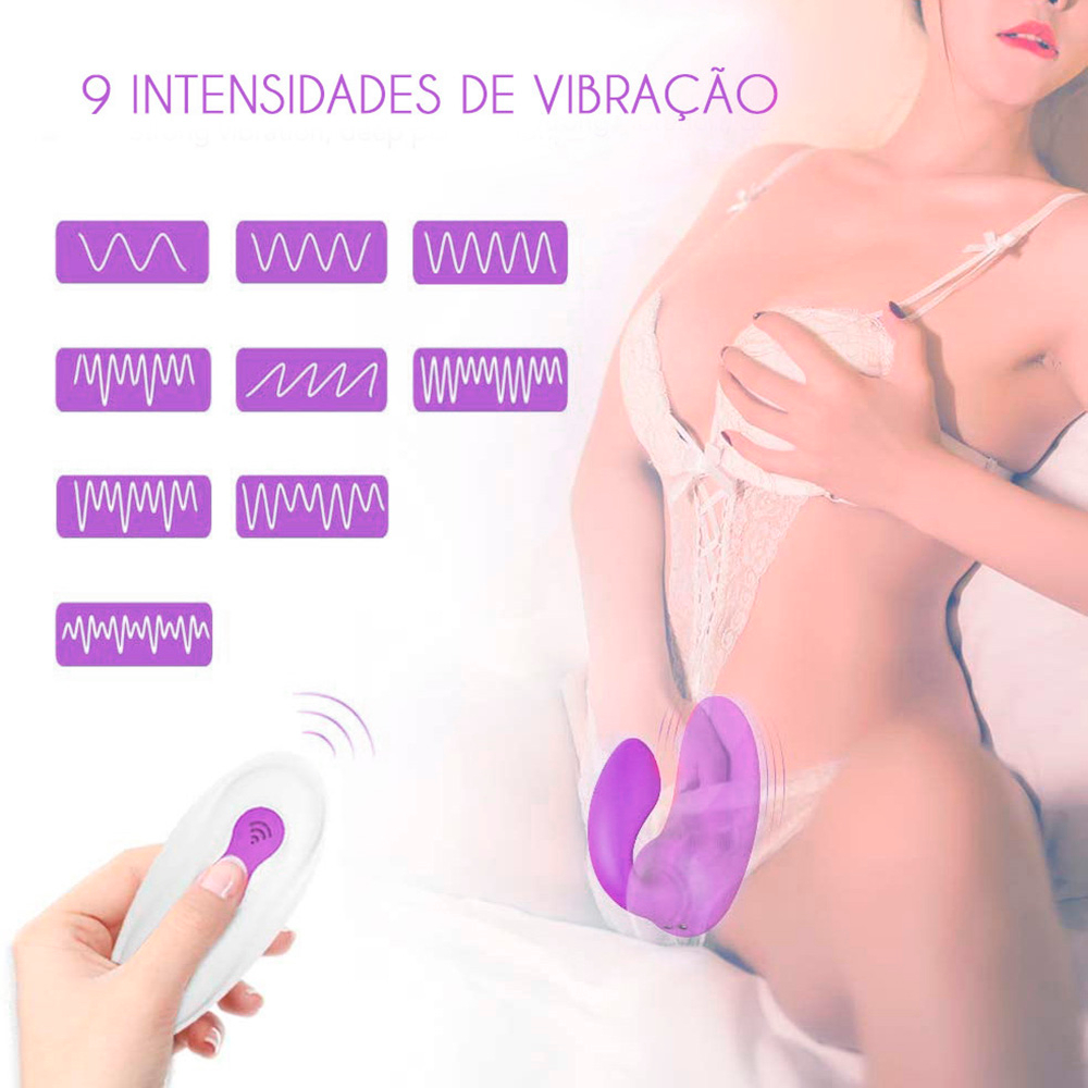 Vibrador para Casal em Silicone Roxo: 9 intensidades de vibra��o para diferentes sensa��es