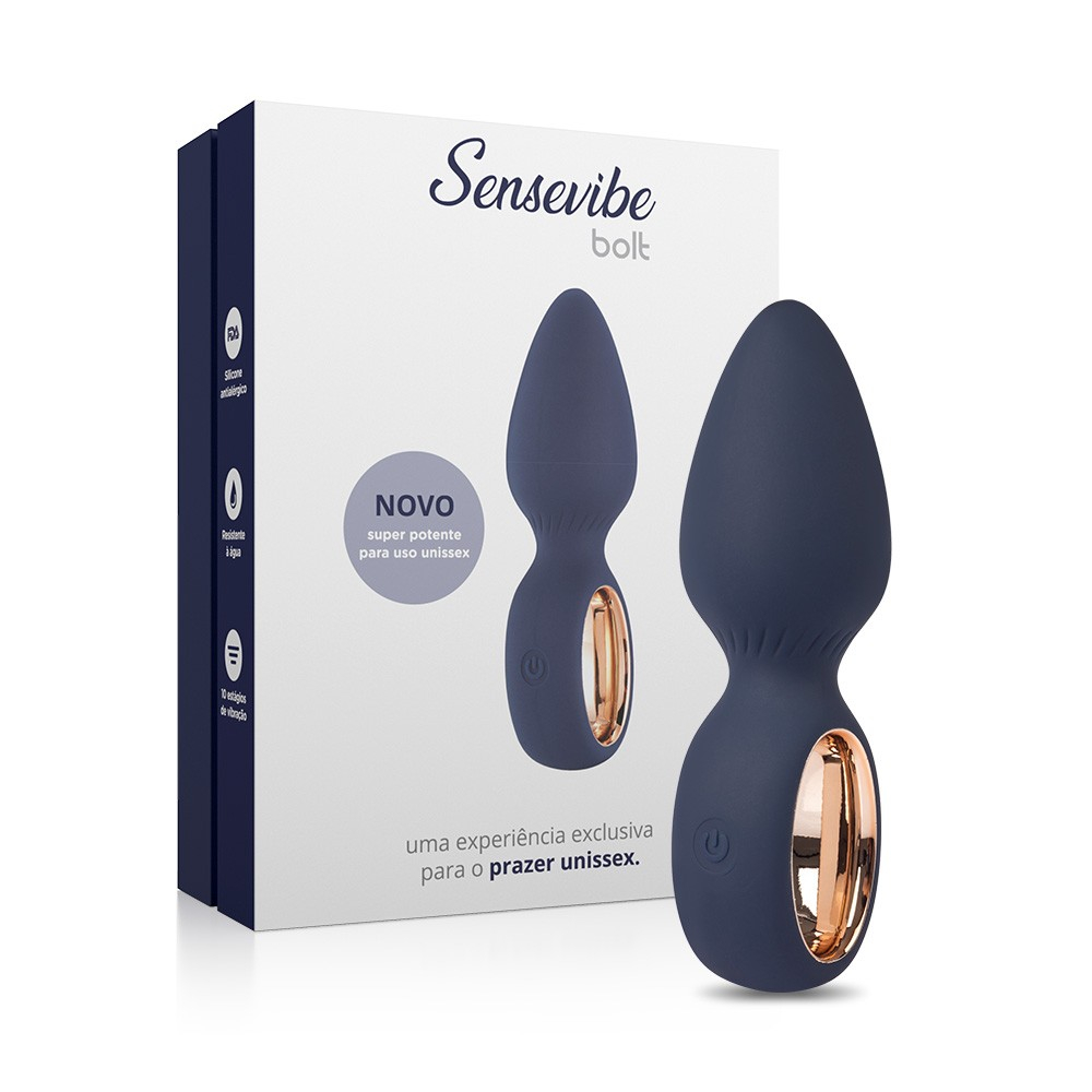 Plug Anal com Vibrador Recarregável em Silicone com 10 Vibrações Bolt Azul | Foto 01