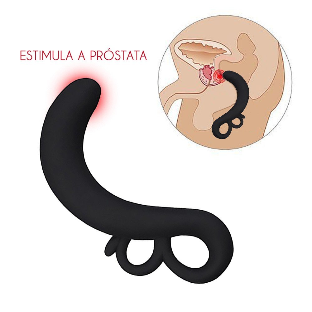 Estimulador de Próstata em Silicone com Alças Black Cherry Preto | Foto 05
