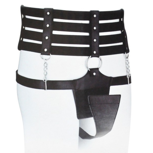 Cinto de Castidade Feminino em PU (Imita��o de Couro) Estilo Preto | Foto 02
