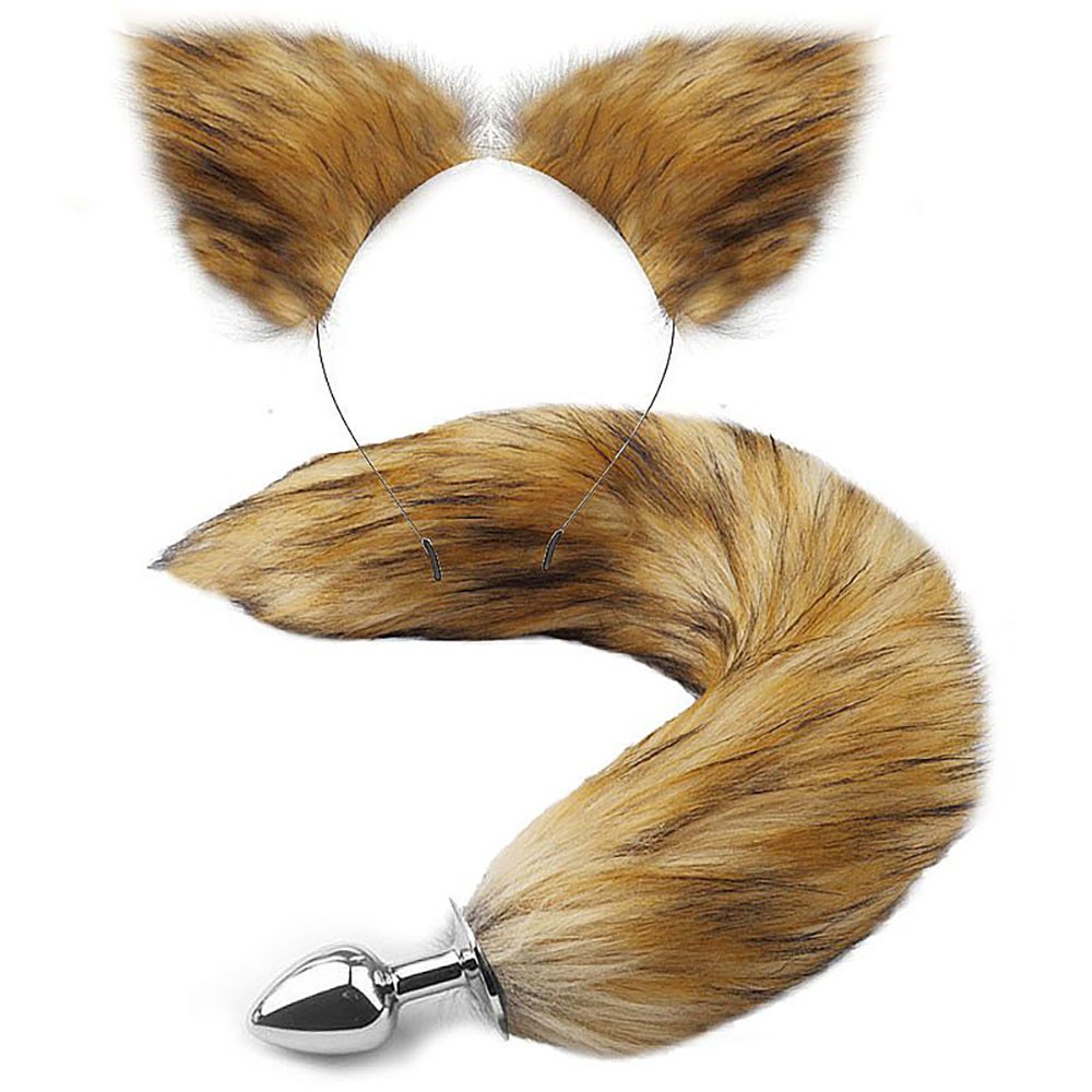 Plug Anal Rabo de Raposa em Ao com Cauda de Pelcia e Tiara de Orelhas Marrom :: Sex Shop Loja do Prazer Plug Anal Rabo de Raposa em Ao com Cauda de Pelcia e Tiara de Orelhas Marrom :: Sex Shop Loja do Prazer