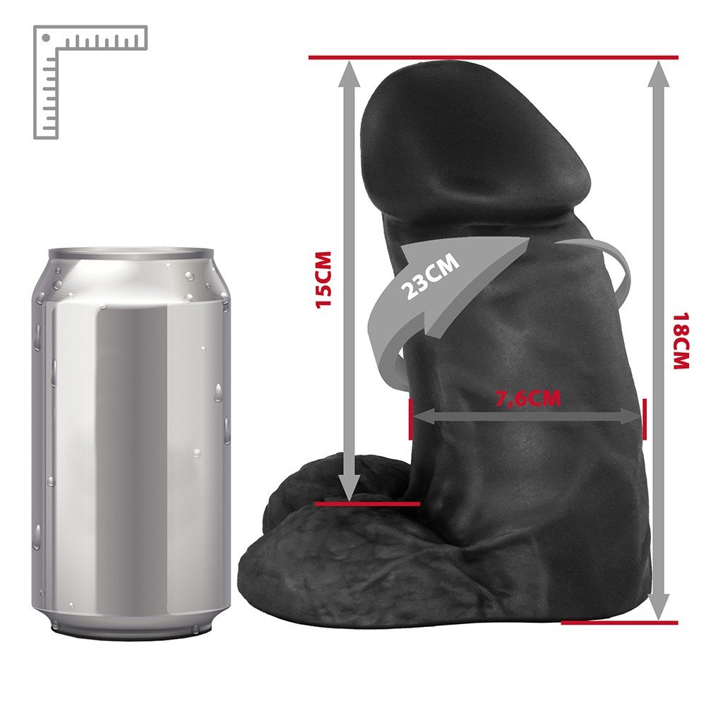 P�nis real�stico flex�vel com escroto em diferentes �ngulos, destacando sua forma e flexibilidade