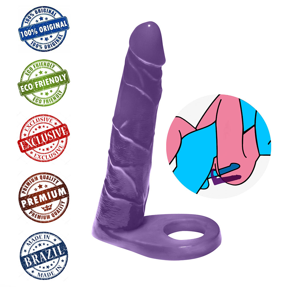 Anel Companheiro Real�stico Longo 15 x 3cm Roxo Transl�cido | Foto 05