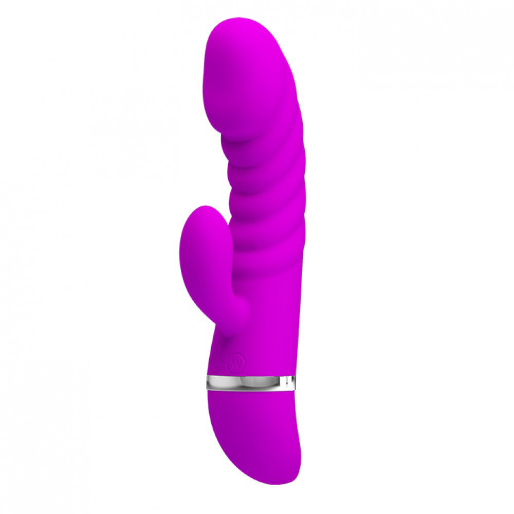 Vibrador Duplo Escalonado Tracy Pink fora da embalagem, mostrando o estimulador clitoriano