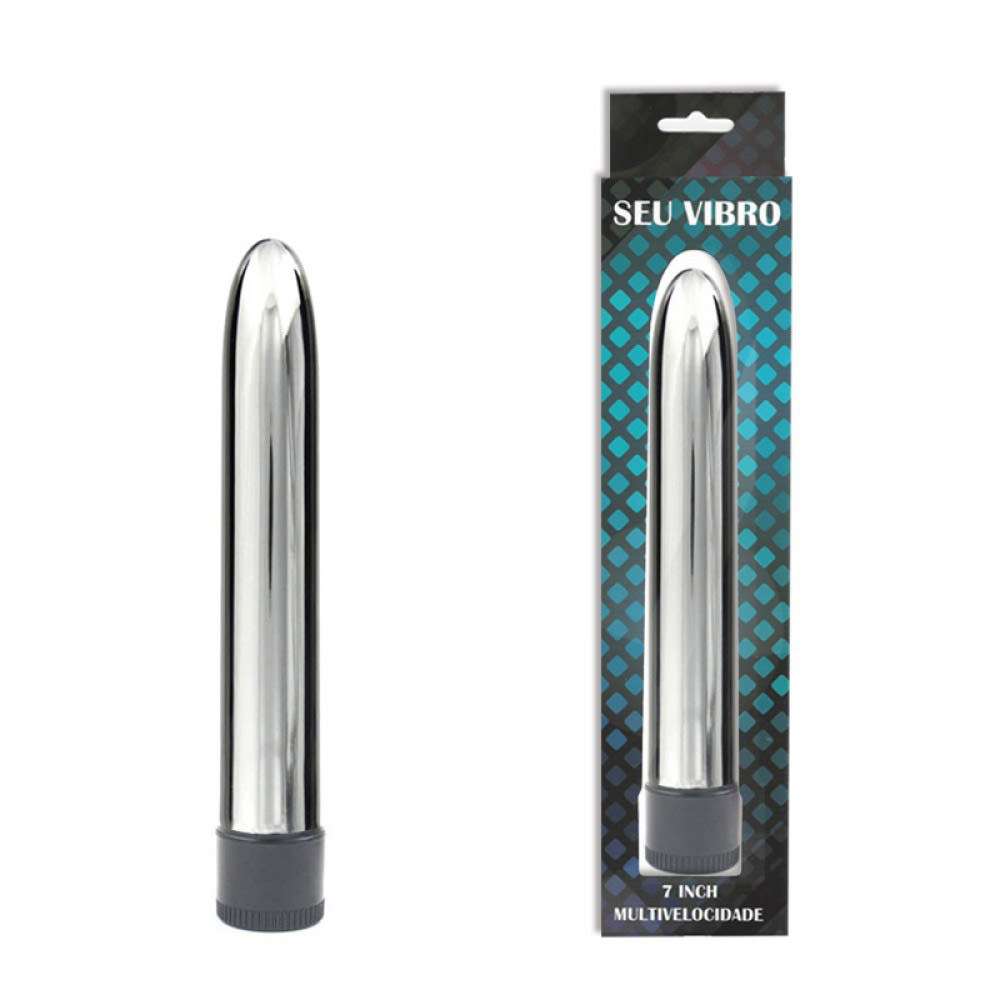 Vibrador Personal Metalizado Multivelocidade 17,5 x 2,8cm Prata| Foto 02 Vibrador Personal Metalizado Multivelocidade 17,5 x 2,8cm Prata| Foto 02