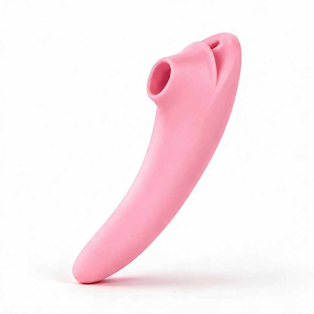 Sugador de Clit�ris Recarreg�vel Vermelho em silicone, vista lateral frontal