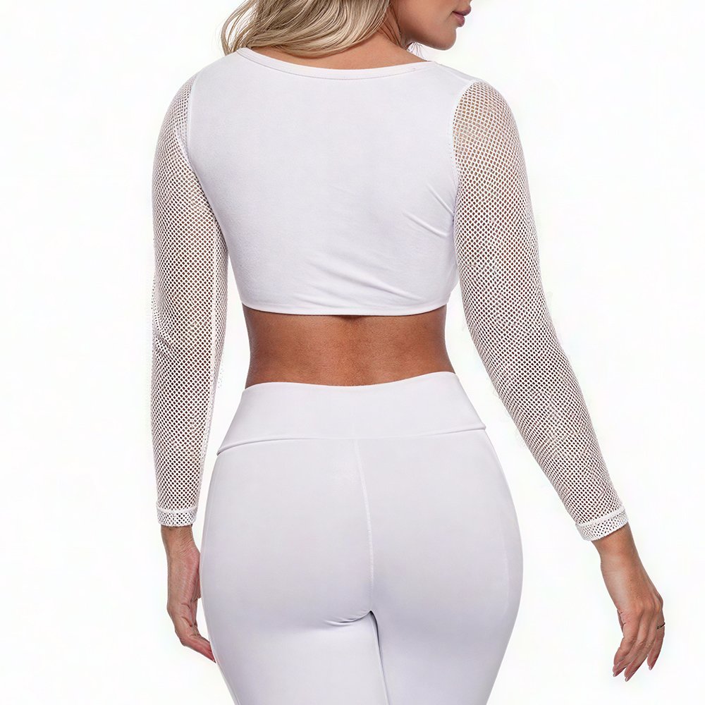 Conjunto Sensual Sexy em Suplex Poliamida e Tela com Bojo Branco - Vista Traseira