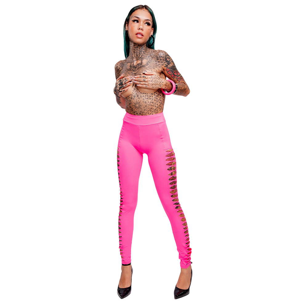 Close-up do tecido suplex e das tiras da Cal�a Sensual Sexy Pink