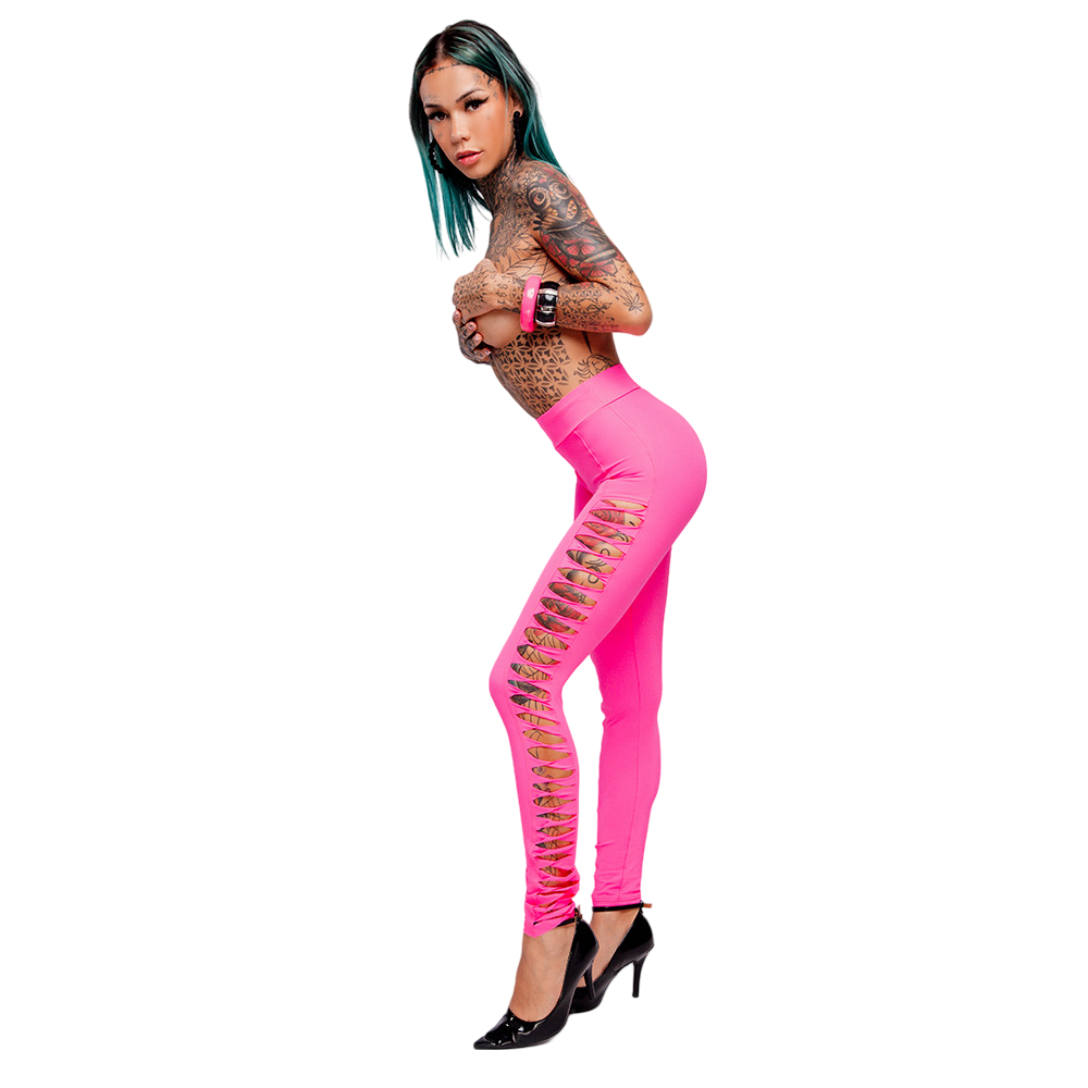 Cal�a Sensual Sexy em Suplex Poli�ster com Tiras na Lateral Pink, detalhe do c�s e das pernas