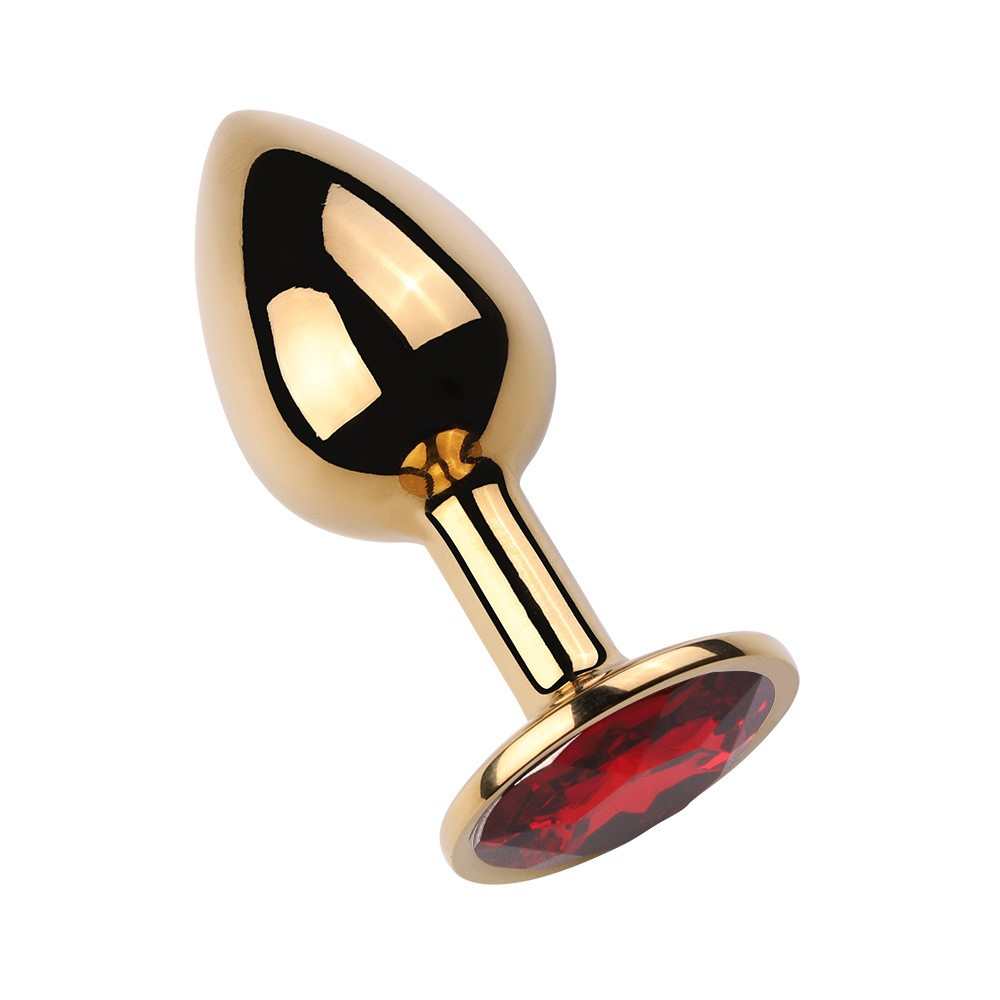 Plug Anal Joia em A�o Redondo Dourado Tamanho M Vermelho | Foto 04