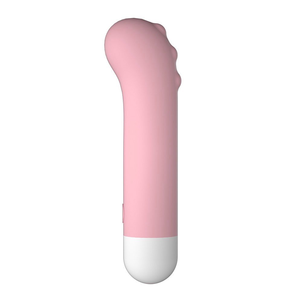 Vibrador Ponto G em Silicone Monster Rosa, vista frontal, sem embalagem, destacando o design ergon�mico