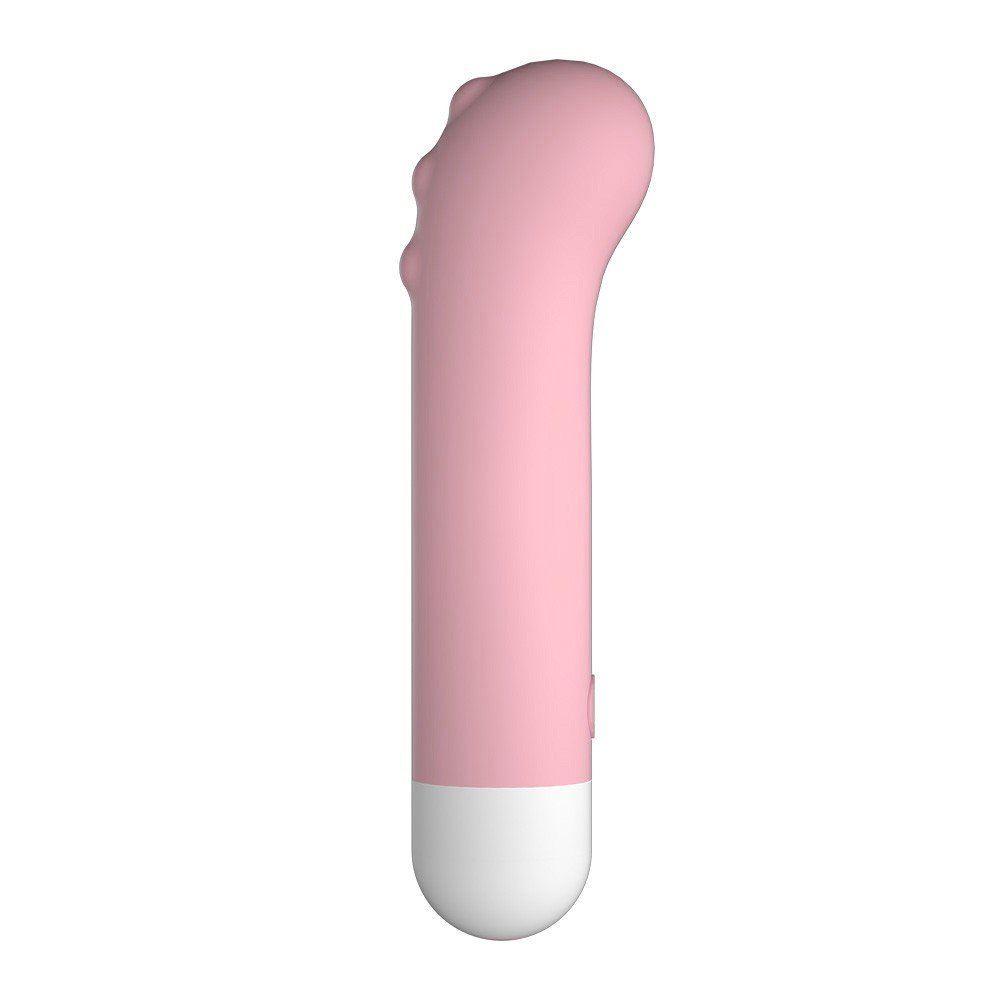 Vibrador Ponto G em Silicone Monster Rosa, vista lateral, real�ando a curvatura ideal para o ponto G