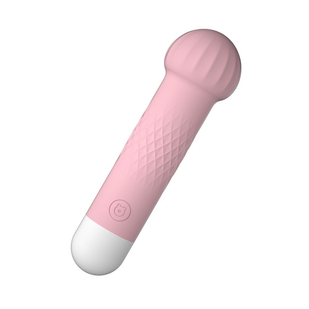 Vibrador para Clit�ris em Silicone Cogumelo Rosa em vista lateral, com leve angula��o