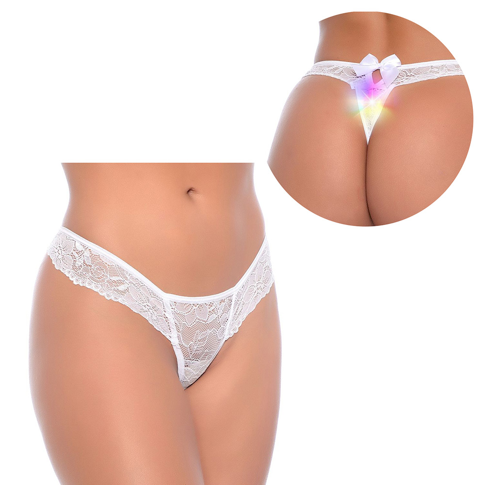 Calcinha String Fio Dental Sexy LED Pisca Pisca Branca | Foto 01