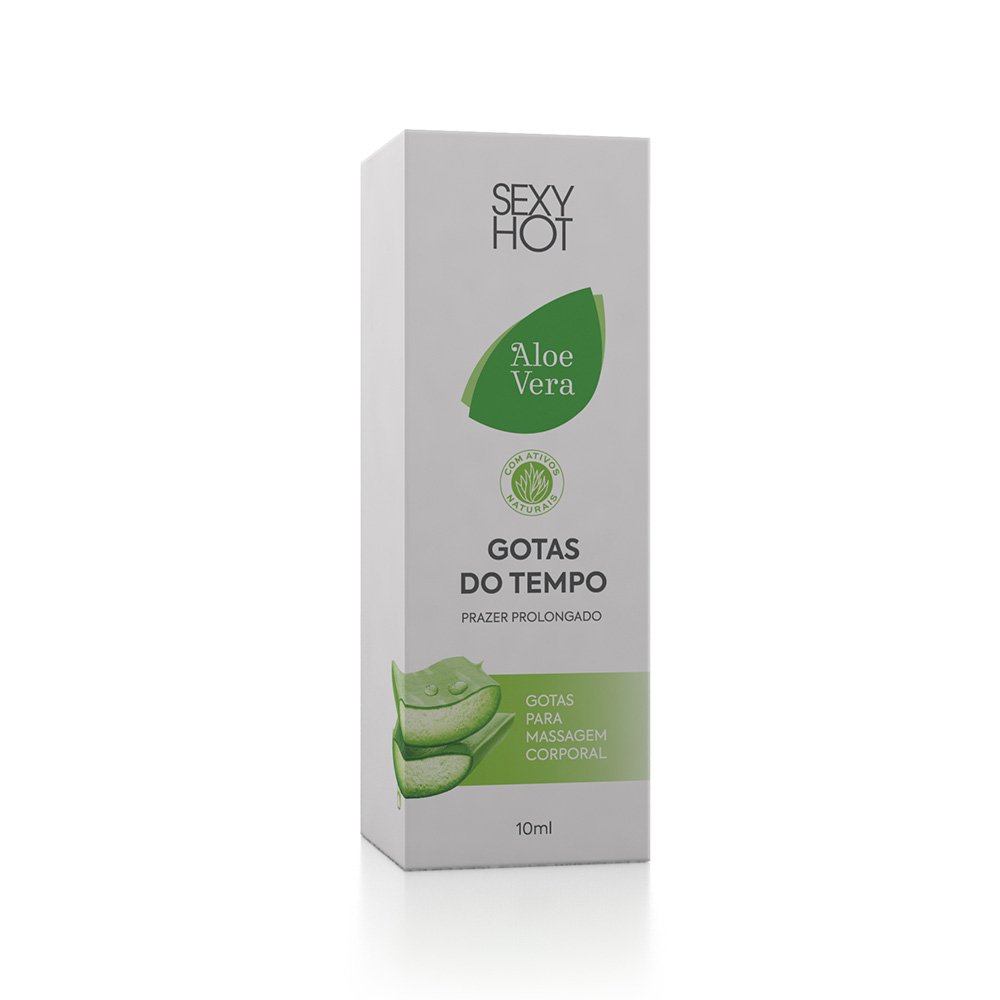 Embalagem do Gel Retardante Masculino em Gotas Gotas do Tempo com Aloe Vera e informa��es do produto