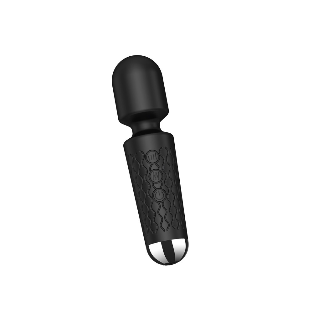 Massageador Er�tico em Silicone Aveludado Recarreg�vel com 20 Vibra��es e 8 Velocidades Preto - �ngulo lateral do produto