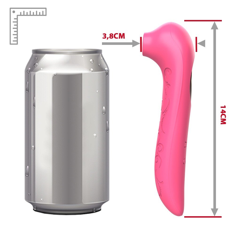 Estimulador de Clit�ris Essie Pink, close-up do bocal de suc��o e dos ornamentos em relevo na superf�cie do silicone