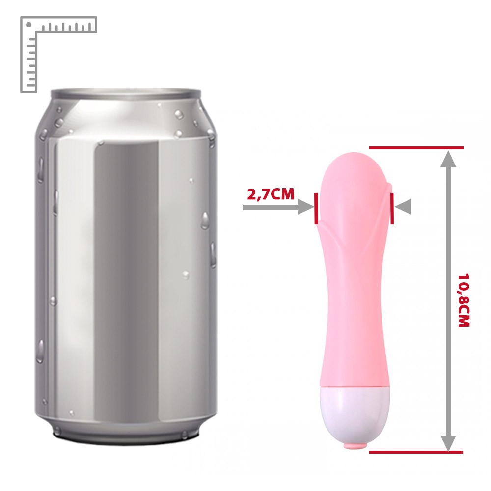 Vibrador Feminino em ABS com 10 Vibra��es e Formato de Glande Rosa, detalhe da base