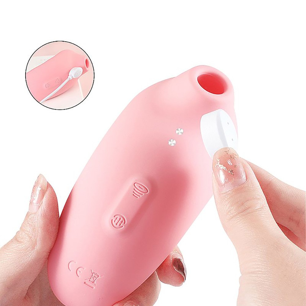 Detalhe do mecanismo de carregamento USB do Vibrador Duplo Recarreg�vel em Silicone: Pulsador de Clit�ris e Vibrador Ponto G Rosa