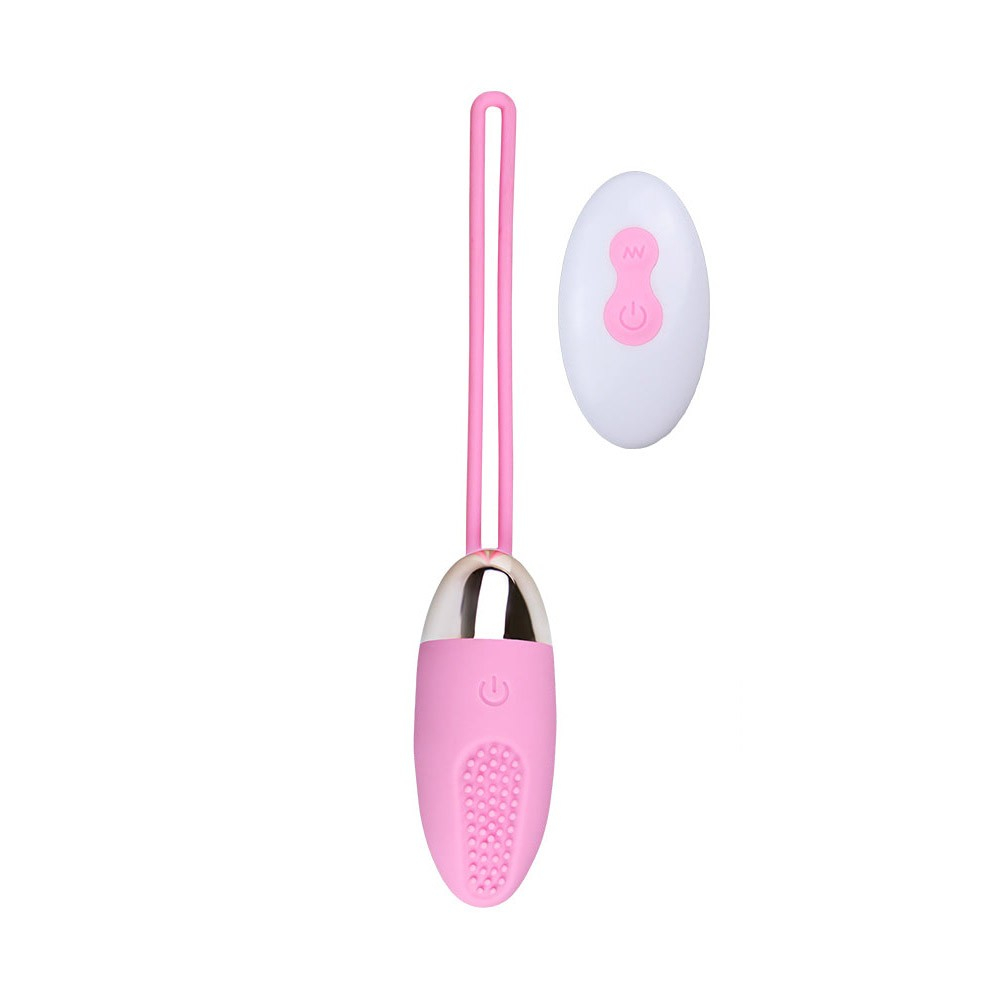 Vibrador Bullet Recarreg�vel em Silicone Rosa em vista superior com o controle sem fio ao lado