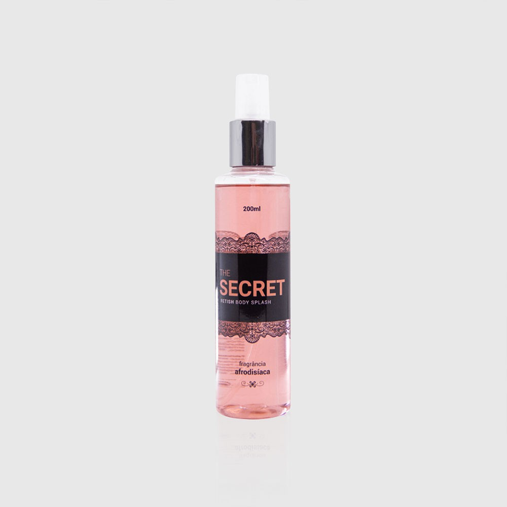 Frasco do Body Splash Fragr�ncia Afrodis�aca The Secret 200ml em fundo branco, vista frontal.