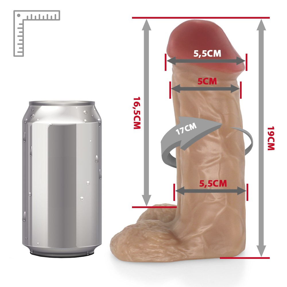 P�nis Real�stico Flex�vel com Escroto Jacaranda bege, em vista superior, com a parte mais gorda do escroto v�sivel e a glande de cor mais avermelhada ao fundo. A cor bege � uniforme em todo o corpo do dildo. A presen�a do escroto e as finas veias detalhadas no corpo do p�nis mostram o compromisso com o realismo. Sua natureza unissex e a adequa��o para casais e mulheres o tornam uma op��o vers�til para o dia do prazer ou qualquer ocasi�o de explora��o �ntima.