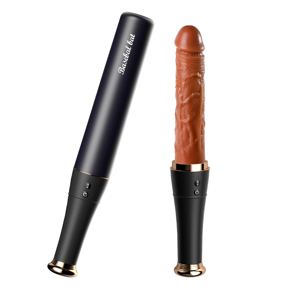 Vibrador Discreto Baseball Bat bege com vibrador interno recolhido ao lado do vibrador exposto